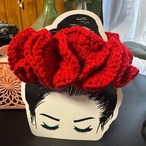 Elegant Red Crochet Hair Scrunchie